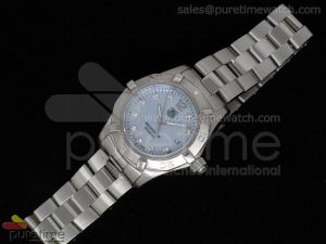 Aquaracer Ladies SS Light Blue MOP Dial Diam on SS Link Bracelet Swiss Quartz