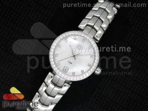 Link SS Diamonds Bezel White MOP Dial on SS Bracelet Jap Quartz