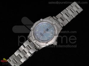 Aquaracer Ladies SS Blue MOP Dial Diamond Bezel Stick Markers on Bracelet Swiss Quartz