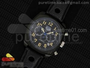 Monza PVD Calibre 36 Black Dial on Black Leather Strap Jap Quartz