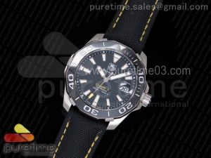 AquaRacer Calibre 5 SS V6F 1:1 Best Edition Black Textured Dial on Black Nylon Strap A2824