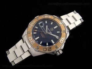 Aquaracer 500M Calibre 5 TT Blue Dial on Steel Bracelet ETA2824