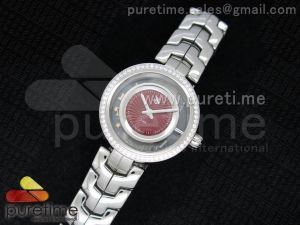 Link SS Red Textured Dial on SS Bracelet Jap Quartz