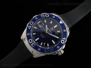 Aquaracer 500M Calibre 5 SS Blue Dial on Rubber Strap A2824