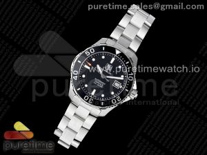 Aquaracer Calibre 5 41.5mm TARF 1:1 Best Edition Black Dial Black Bezel on SS Bracelet SW200