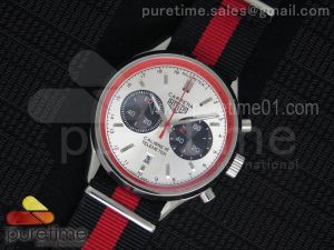 Carrera Calibre 18 Chrono SS Red Inner Bezel Silver Dial on Black/Red Nylon Strap Jap Quartz