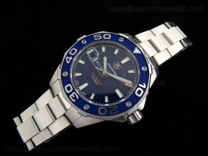 Aquaracer 500M Calibre 5 SS Blue Dial on Steel Bracelet A2824