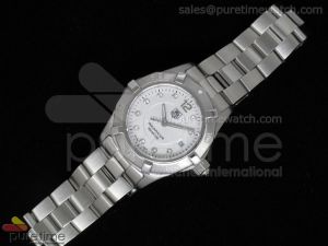 Aquaracer Ladies SS Metallic White Dial Diam SS Link Bracelet Swiss Quartz