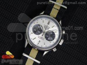 Carrera Calibre 18 Chrono SS Black Inner Bezel Silver Dial on Black/Cream Nylon Strap Jap Quartz