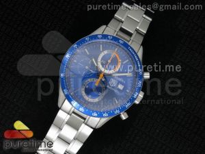 Carrera Calibre 16 SS Chrono Blue Dial Blue Bezel on SS Bracelet ETA7750