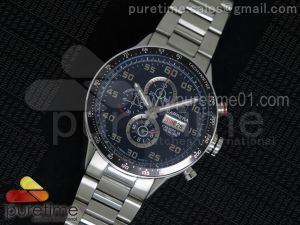 Carrera Calibre 16 Chrono SS Tachymeter Bezel Black Dial on SS Bracelet Jap Quartz