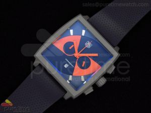 Monaco 44mm SS Black/Orange Dial on Black Rubber Strap Jap Quartz