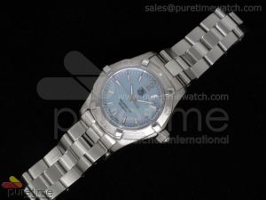 Aquaracer Ladies SS Light Blue MOP Dial on SS Link Bracelet Swiss Quartz