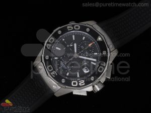 Aquaracer 500M Calibre 16 Chrono SS Black Textured Dial on Black Rubber Strap A7750