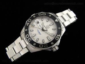 Aquaracer 500M Calibre 5 SS White Dial on Steel Bracelet ETA2824