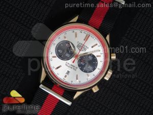 Carrera Calibre 18 Chrono RG Red Inner Bezel Silver Dial on Black/Red Nylon Strap Jap Quartz