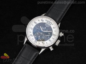 Mikrograph 100 White/Black Dial on Black Leather Strap A21J