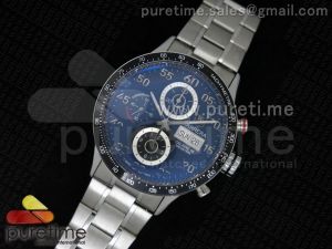 Carrera Calibre 16 SS Chrono Black Dial Black Bezel on SS Bracelet ETA7750