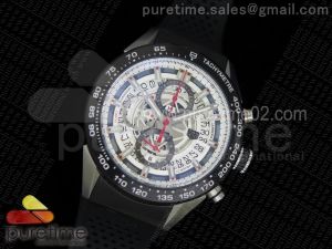 Calibre Heuer 01 Chrono SS White Dial on Black Rubber Strap Jap Quartz