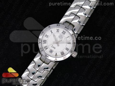 Link SS White Textured Dial on SS Bracelet Jap Quartz