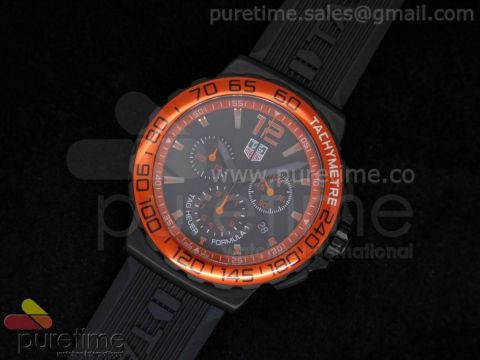 Formula 1 PVD Orange Black Dial on Black Rubber Strap Ronda Quartz